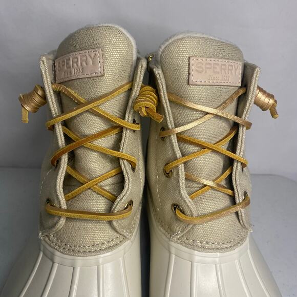 Sperry Womens Top Sider Saltwater Sparkle Duck Boots Waterproof White Cream 8 - Picture 4 of 15